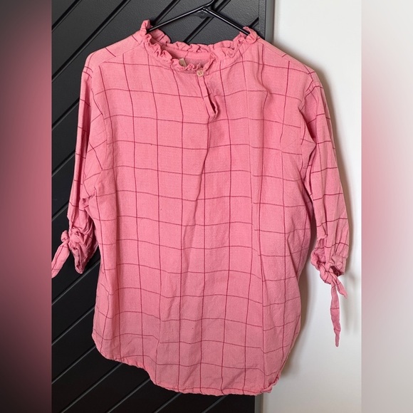 Folklore Las Ninas blouse. Size S. Mock ruffle neck. Sleeve ties. - Picture 2 of 4